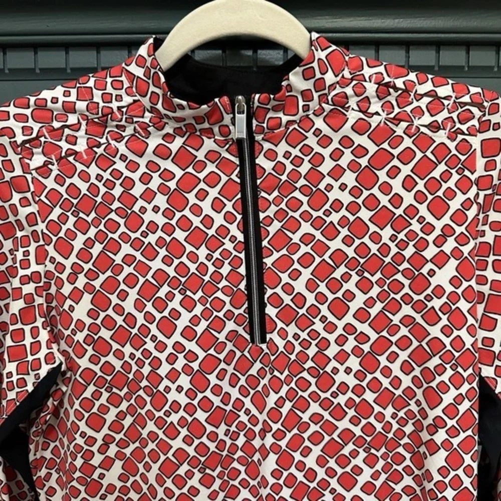 Tail Activewear Geometric Print Red Black White Long Sleeve 1/4 Zip Sz S‎ - Picture 5 of 10